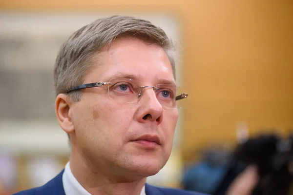 2018 Riga Latvia Nils Usakovs Alcalde Del Ayuntamiento Riga Durante — Foto de Stock