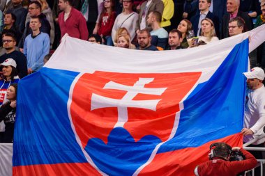 Riga, Letonya - 09 Şubat 2019: Fedcup Bnp Paribas, Dünya Tenis Dünya Grubu II Birinci Tur maçı Letonya ile Slovakya takımı arasında Arena Riga'da.