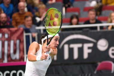 09.02.2019. Riga, Letonya. Fedcup Bnp Paribas, takım Letonya ve Arena Riga Takımı Slovakya arasında Dünya Kupası, tenis Dünya II ilk tura oyunu.