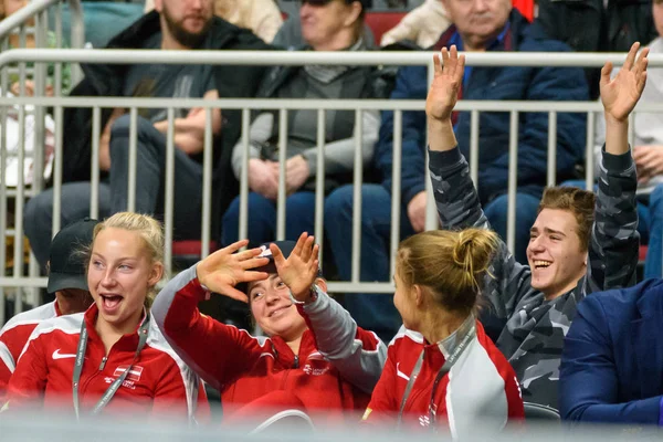 09.02.2019. Riga, Letonya. Fedcup Bnp Paribas, takım Letonya ve Arena Riga Takımı Slovakya arasında Dünya Kupası, tenis Dünya II ilk tura oyunu.