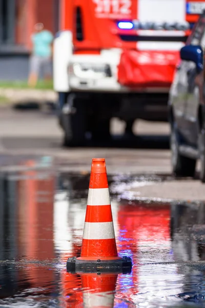 2018 Riga Lettland Konus Auf Der Straße Zur Sicherheit Während — Stockfoto