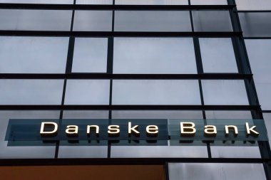 20.02.2019. Riga, Letonya. Logo, Danske Bank Riga City. Danske Bank Danimarka en büyük Bankası olan