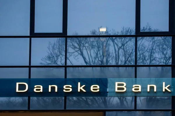 20.02.2019. Riga, Letonya. Logo, Danske Bank Riga City. Danske Bank Danimarka en büyük Bankası olan