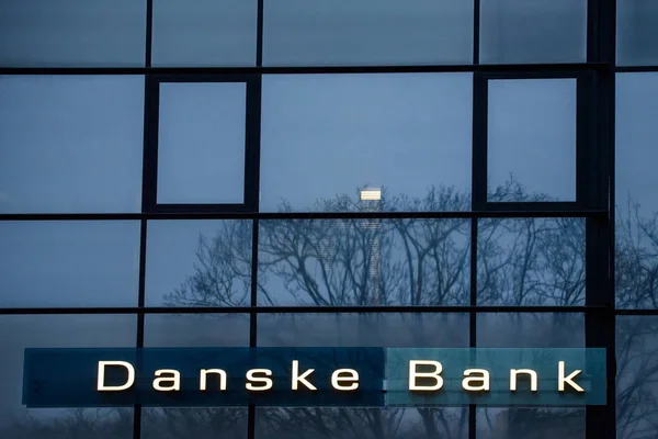 2019 Riga Latvia Logo Danske Bank Ciudad Riga Danske Bank — Foto de Stock