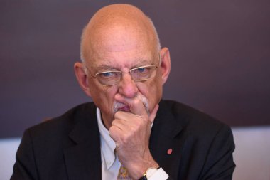 29.03.2019. Riga, Letonya. Hans Dahlgren, AB işleri İsveç, Edgars Rinkevics, Bakanı, dış işleri Letonya ile toplantı sırasında Devlet Bakanı.