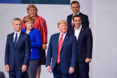 Brüksel, Belçika - 07 Temmuz 2018: Nato, Kuzey Atlantik Antlaşması Organizasyonu, Zirve 2018 Resmi Açılış Töreni