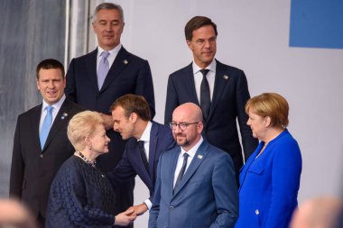 Brüksel, Belçika - 07 Temmuz 2018: Nato, Kuzey Atlantik Antlaşması Organizasyonu, Zirve 2018 Resmi Açılış Töreni