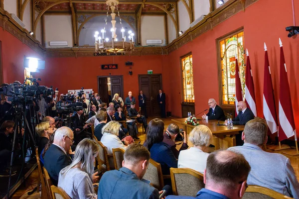 Riga Letonia Mayo 2019 Egils Levits Recién Elegido Presidente Letonia — Foto de Stock