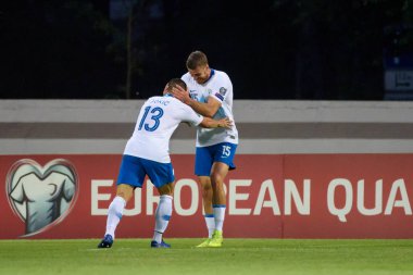 Riga, Letonya - 10 Haziran 2019: Letonya Millî Futbol Takımı ile Slovenya takımı arasında Oynanan Uefa Euro 2020 Elemeleri.