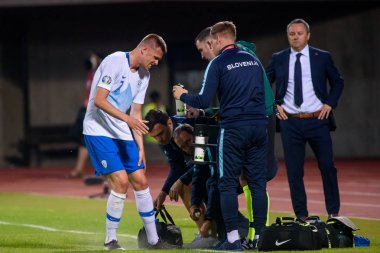 Riga, Letonya - 10 Haziran 2019: Letonya Millî Futbol Takımı ile Slovenya takımı arasında Oynanan Uefa Euro 2020 Elemeleri.