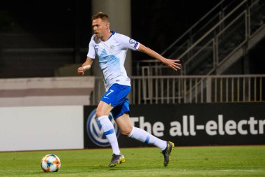 Riga, Letonya. 10 Haziran, 2019. UEFA Euro 2020 Letonya Millî Futbol takımı ve Slovenya takımı arasında Elemeleri oyunu.