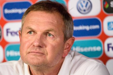 Riga, Letonya. 10 Haziran, 2019. UEFA Euro 2020 Letonya Millî Futbol takımı ve Slovenya takımı arasında Elemeleri oyunu.