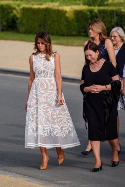 Brüksel, Belçika - 11 Temmuz 2018: Abd First lady'si Melania Trump, Çalışma yemeğinden önce Aile fotoğrafı sırasında, Nato Zirvesi 2018 sırasında