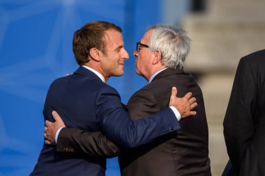 Brüksel, Belçika - 11 Temmuz 2018: Çalışma yemeğinden önce, Nato Zirvesi 2018'de aile fotoğrafı