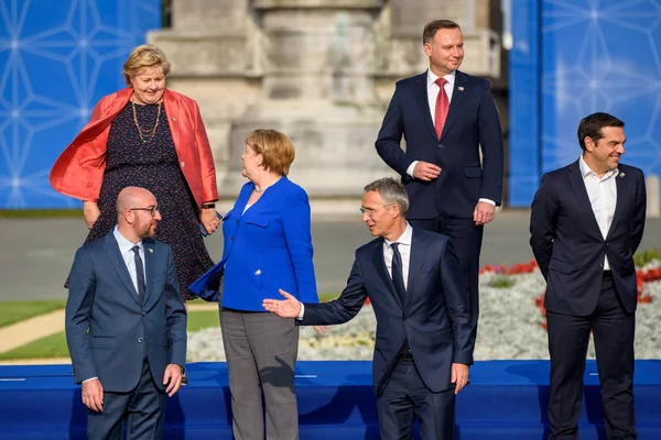 Brussel België Juli 2018 Familiefoto Voor Het Diner Tijdens Navo — Stockfoto