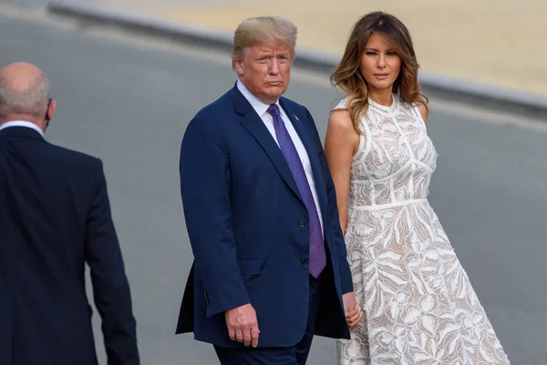 Brüksel, Belçika - 11 Temmuz 2018: Donald Trump, Amerika Birleşik Devletleri Başkanı ve Melania Trump, Amerika Birleşik Devletleri First Lady'si. Dünya liderleri 2018 Nato Zirvesi'nde çalışma yemeği için geliyor 