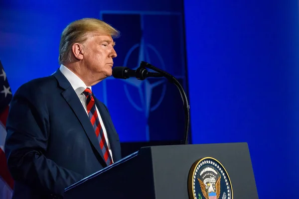 Brussels Belgium Július 2018 Sajtótájékoztatóján Donald Trump Elnöke Amerikai Egyesült — Stock Fotó