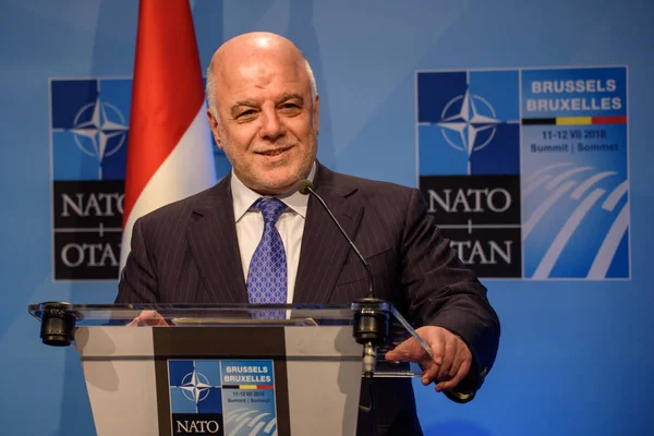 Bruselas Bélgica Julio 2018 Haider Abadi Primer Ministro Irak Durante — Foto de Stock