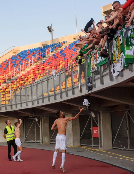 Riga Lettland Juli 2019 Spelare Team Olimpija Ljubljana Kastar Skjortor — Stockfoto