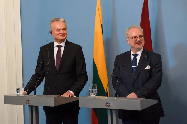 Riga Lettland Juli 2019 Pressekonferenz Von Gitanas Nauseda Präsident Von — Stockfoto