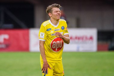 Riga, Letonya. 06 Ağustos 2019. Riku Riski, Uefa Avrupa Ligi Üçüncü Ön Eleme Turu 1. Daugava stadyumu, Riga.