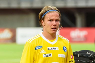 Riga, Letonya. 06 Ağustos 2019. Petteri Forsell, Hjk Helsinki oyuncusu, Uefa Avrupa Ligi Üçüncü Ön Eleme turu 1. Daugava stadyumu, Riga.