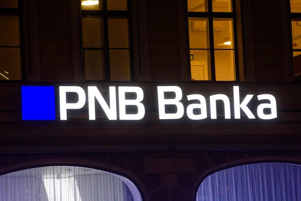 Riga Latvia Desember 2018 Pnb Bank Tidligere Norvik Bank Logo – stockfoto