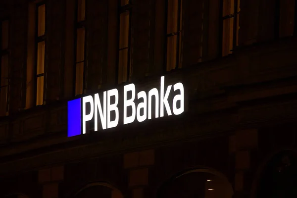 Riga Latvia Desember 2018 Pnb Bank Tidligere Norvik Bank Logo – stockfoto