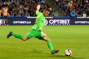Riga, Letonya. 29 Ağustos 2019. Roberts Ozols, Uefa Avrupa Ligi Play-off 2. Skonto stadyumu, Riga.