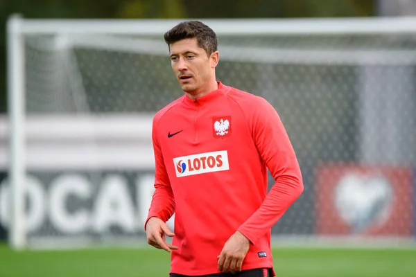 Riga Latvia Octubre 2019 Robert Lewandowski Jugador Del Equipo Polonia — Foto de Stock