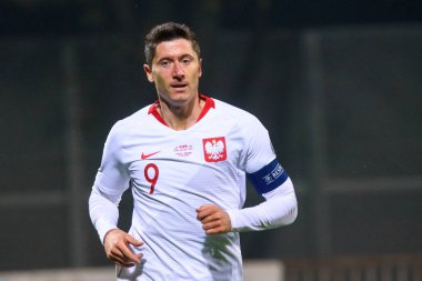 Riga, Letonya. 10 Ekim 2019. Robert Lewandowski, Uefa Euro 2020 eleme maçında Letonya milli takımı ve Polonya milli takımı arasında oynandı. Fotoğraf: Gints Ivuskanlar / Alamy Live News