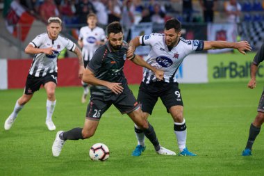 Riga, Letonya. 17 Temmuz 2019 'da. Uefa Şampiyonlar Ligi 1. tur 2. ayak futbol maçı Riga Fc ve Dundalk Fc arasında. Skonto Stadyumu, Riga