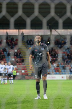 Riga, Letonya. 17 Temmuz 2019 'da. Stefan Panic, Uefa Şampiyonlar Ligi 1. raundunda Riga Fc ve Dundalk Fc arasında oynanan 2. ayak futbol maçında. Skonto Stadyumu, Riga
