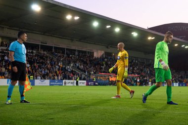 Riga, Letonya. 17 Temmuz 2019 'da. Uefa Şampiyonlar Ligi 1. tur 2. ayak futbol maçı Riga Fc ve Dundalk Fc arasında. Skonto Stadyumu, Riga