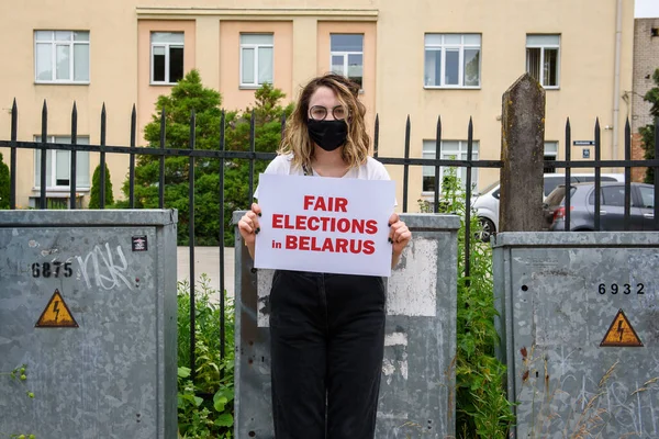 Riga Latvia Junho 2020 Protesto Contra Repressões Curso Apelo Eleições — Fotografia de Stock