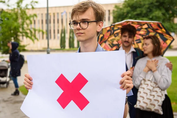 Riga Latvia Juni 2020 Protes Terhadap Amendemen Konstitusi Rusia Dan — Stok Foto