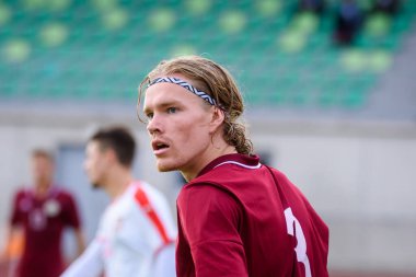 JELGAVA, LATVIA. 4 Eylül 2020. U21EURO Nitelikli futbol maçı Letonya - Sırbistan.