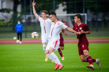 JELGAVA, LATVIA. 4 Eylül 2020. U21EURO Nitelikli futbol maçı Letonya - Sırbistan.