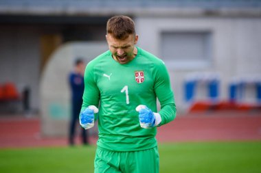 JELGAVA, LATVIA. 4 Eylül 2020. U21EURO Nitelikli futbol maçı Letonya - Sırbistan.