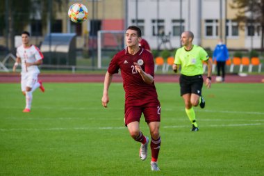JELGAVA, LATVIA. 4 Eylül 2020. U21EURO Nitelikli futbol maçı Letonya - Sırbistan.