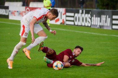 JELGAVA, LATVIA. 4 Eylül 2020. U21EURO Nitelikli futbol maçı Letonya - Sırbistan.