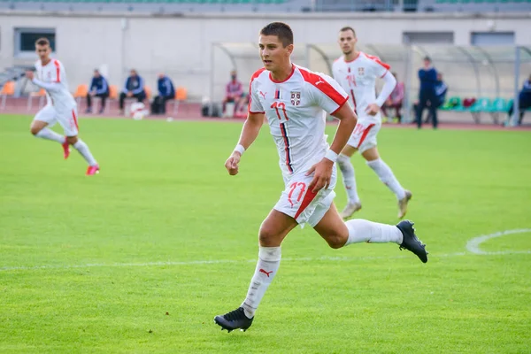 JELGAVA, LATVIA. 4 Eylül 2020. U21EURO Nitelikli futbol maçı Letonya - Sırbistan.