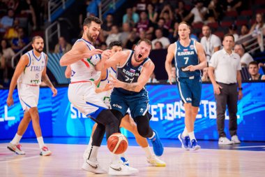 RIGA, LATVIA. 7 Eylül 2025. Luka Donciç, FIBA EUROBASKET 2025 basketbol karşılaşmasında Ulusal Erkekler Takımı Slovenya ve Ulusal Erkekler Takımı İtalya arasında oynanan karşılaşmada.