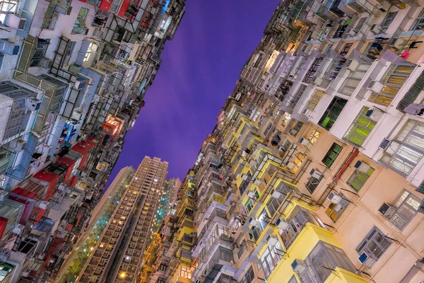 Old Community Night View Colorful Apartment Building Quarry Bay Hong — Stock Photo, Image