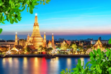WAT Arun gece görünümü Tapınağı Bangkok, Tayland