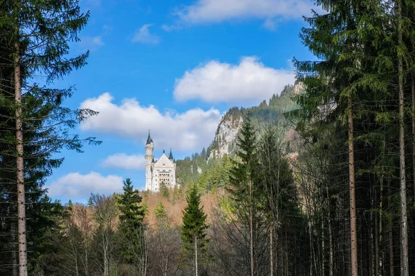 Όμορφη Θέα Της Παγκοσμίου Φήμης Κάστρο Neuschwanstein Που Χτίστηκε Για — Φωτογραφία Αρχείου
