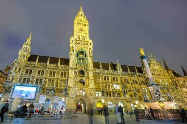 München Deutschland März 2017 Nachtansicht Münchner Altes Rathaus Der Nähe — Stockfoto