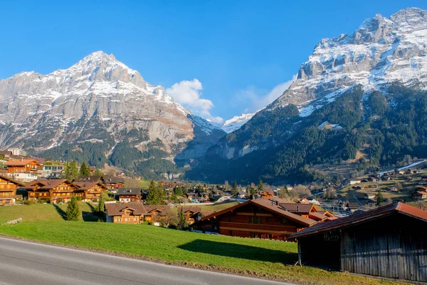 Vista Panoramica Grindelwald Bellissimo Villaggio Nel Paesaggio Montano Svizzera — Foto Stock