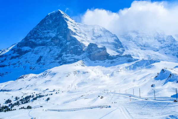 Kleine Scheidegg Station Lungo Ferrovia Interlaken Jungfraujoch 466 Alla Luce — Foto Stock