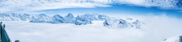 Stunning Panoramic View Snow Moutain Swiss Skyline Schilthorn Switzerland — Stock Photo, Image